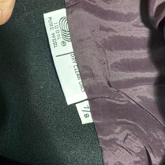 Vintage Gianni Sport Collar-less one button wool blazer pleated shoulder 7/8 Blk - Picture 7 of 8